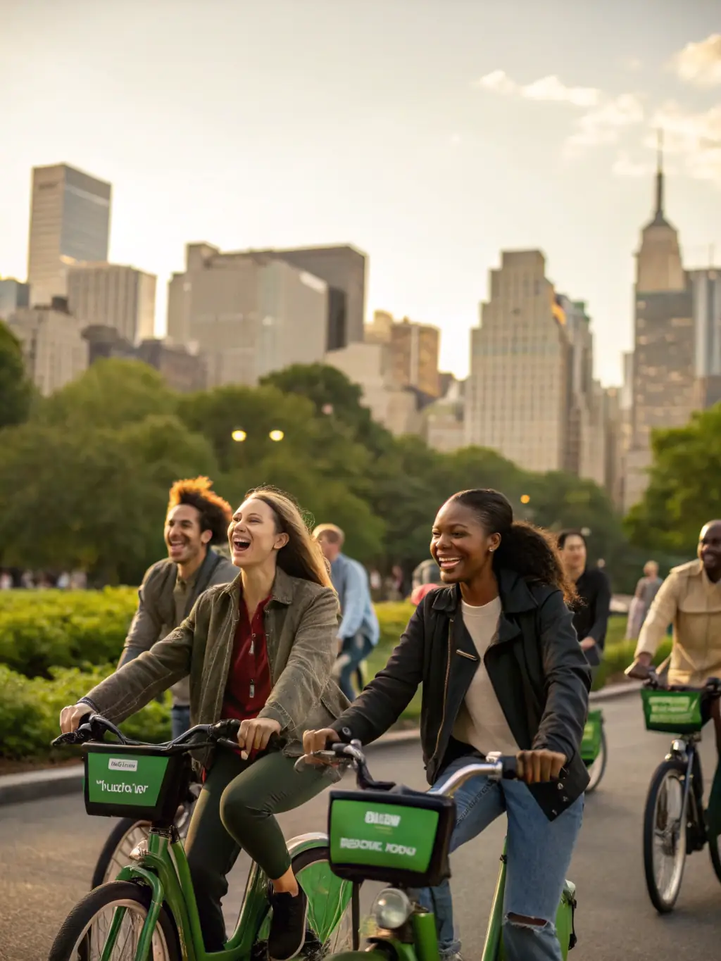 A vibrant image of cyclists participating in a community cycling event, showcasing the fun and inclusive atmosphere.